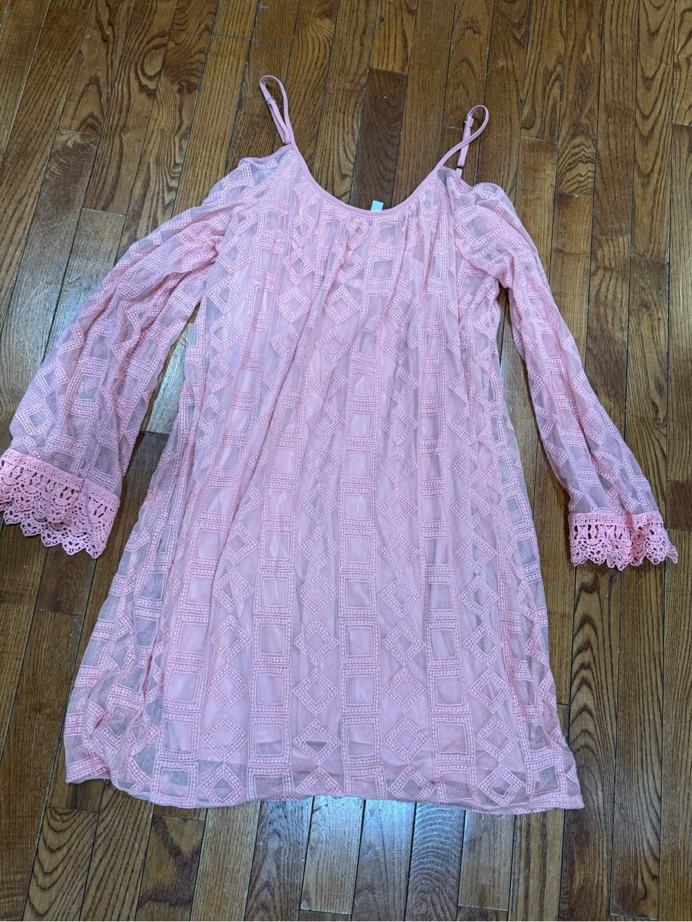 Xhilaration Blush Pink Lace Cold-Shoulder Mini Dress - Picture 2 of 8